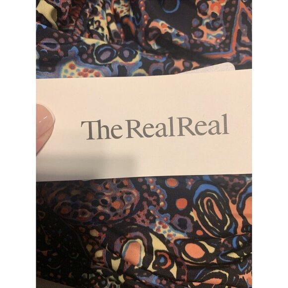 A.L.C. Authentic Retro Black Orange Blue Long Sleeve Ruched Mini Dress Large - Picture 6 of 7